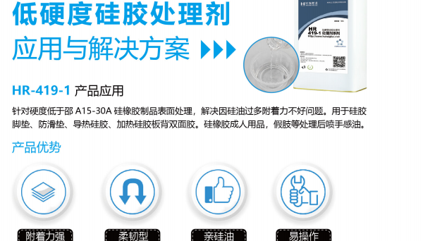 HR-419-1专用处理剂，低硬度硅胶喷手感油用HR-419-1专用处理剂提升附着力强